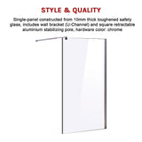 NNEDSZ 1200 x 2000mm Frameless 10mm Safety Glass Shower Screen