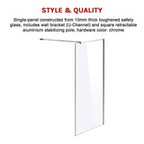 NNEDSZ 1000 x 2100mm Frameless 10mm Safety Glass Shower Screen