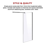 NNEDSZ 1200 x 2100mm Frameless 10mm Safety Glass Shower Screen