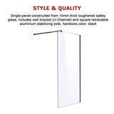 NNEDSZ 1200 x 2000mm Frameless 10mm Safety Glass Shower Screen
