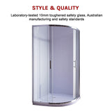 NNEDSZ 100 x 100cm Rounded Sliding 6mm Curved Shower Screen with Base in Chrome