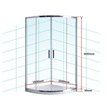 NNEDSZ 100 x 100cm Rounded Sliding 6mm Curved Shower Screen with Base in Chrome