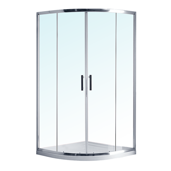 NNEDSZ 100 x 100cm Rounded Sliding 6mm Curved Shower Screen with Base in Chrome