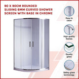 NNEDSZ 90 x 90cm Rounded Sliding 6mm Curved Shower Screen with Base in Chrome