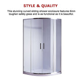 NNEDSZ 90 x 90cm Rounded Sliding 6mm Curved Shower Screen with Base in Chrome
