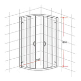 NNEDSZ 90 x 90cm Rounded Sliding 6mm Curved Shower Screen with Base in Chrome