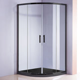 NNEDSZ 90 x 90cm Rounded Sliding 6mm Curved Shower Screen with Base in Black