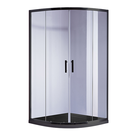 NNEDSZ 90 x 90cm Rounded Sliding 6mm Curved Shower Screen with Base in Black
