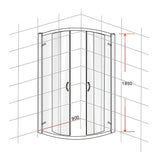 NNEDSZ 90 x 90cm Rounded Sliding 6mm Curved Shower Screen with Base in Black