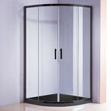 NNEDSZ 100 x 100cm Rounded Sliding 6mm Curved Shower Screen with Base in Black