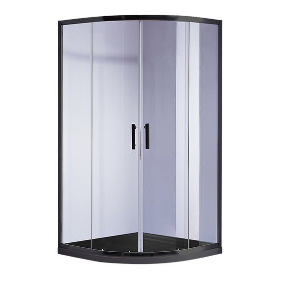 NNEDSZ 100 x 100cm Rounded Sliding 6mm Curved Shower Screen with Base in Black