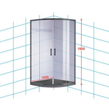 NNEDSZ 100 x 100cm Rounded Sliding 6mm Curved Shower Screen with Base in Black