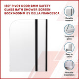 NNEDSZ 180 Degree Pivot Door 6mm Safety Glass Bath Shower Screen 800x1400mm By Della Francesca