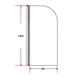 NNEDSZ 180 Degree Pivot Door 6mm Safety Glass Bath Shower Screen 800x1400mm By Della Francesca