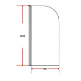 NNEDSZ 180 Degree Pivot Door 6mm Safety Glass Bath Shower Screen 900x1400mm By Della Francesca
