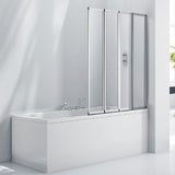 NNEDSZ 4 Fold Chrome Folding Bath Shower Screen Door Panel 1000 x 1400mm