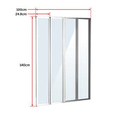 NNEDSZ 4 Fold Chrome Folding Bath Shower Screen Door Panel 1000 x 1400mm