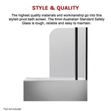 NNEDSZ 180 Degree Pivot Door 6mm Safety Glass Bath Shower Screen 1200x1400mm By Della Francesca