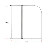 NNEDSZ 180 Degree Pivot Door 6mm Safety Glass Bath Shower Screen 1200x1400mm By Della Francesca
