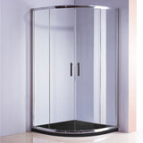 NNEDSZ 90 x 90cm Chrome Rounded Sliding 6mm Curved Shower Screen with Black Base