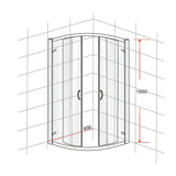 NNEDSZ 90 x 90cm Chrome Rounded Sliding 6mm Curved Shower Screen with Black Base