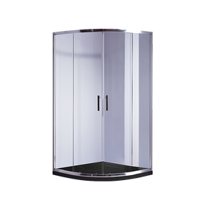 NNEDSZ 100 x 100cm Chrome Rounded Sliding 6mm Curved Shower Screen with Black Base