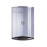 NNEDSZ 100 x 100cm Chrome Rounded Sliding 6mm Curved Shower Screen with Black Base