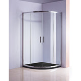NNEDSZ 100 x 100cm Chrome Rounded Sliding 6mm Curved Shower Screen with Black Base