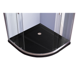 NNEDSZ 100 x 100cm Chrome Rounded Sliding 6mm Curved Shower Screen with Black Base