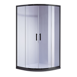 NNEDSZ 90 x 90cm Black Rounded Sliding 6mm Curved Shower Screen with White Base