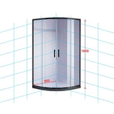NNEDSZ 90 x 90cm Black Rounded Sliding 6mm Curved Shower Screen with White Base