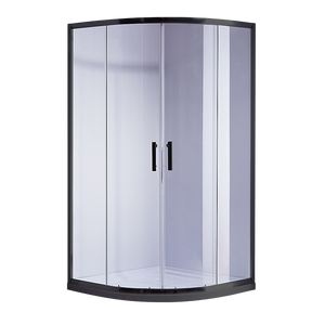 NNEDSZ 100 x 100cm Black Rounded Sliding 6mm Curved Shower Screen with White Base