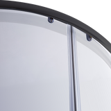 NNEDSZ 100 x 100cm Black Rounded Sliding 6mm Curved Shower Screen with White Base