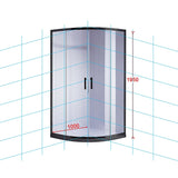 NNEDSZ 100 x 100cm Black Rounded Sliding 6mm Curved Shower Screen with White Base