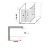 NNEDSZ 1200 x 900mm Frameless 10mm Glass Shower Screen By Della Francesca