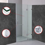 NNEDSZ 110 x 200cm Wall to Wall Frameless Shower Screen 10mm Glass By Della Francesca