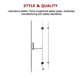 NNEDSZ 100 x 200cm Wall to Wall Frameless Shower Screen 10mm Glass By Della Francesca