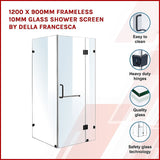 NNEDSZ 1200 x 900mm Frameless 10mm Glass Shower Screen By Della Francesca
