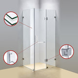 NNEDSZ 1100 x 800mm Frameless 10mm Glass Shower Screen By Della Francesca