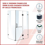 NNEDSZ 1200 x 1000mm Frameless 10mm Glass Shower Screen By Della Francesca