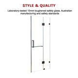 NNEDSZ 100 x 200cm Wall to Wall Frameless Shower Screen 10mm Glass By Della Francesca