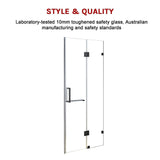 NNEDSZ 110 x 200cm Wall to Wall Frameless Shower Screen 10mm Glass By Della Francesca