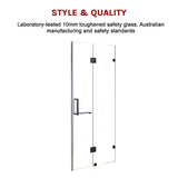 NNEDSZ 120 x 200cm Wall to Wall Frameless Shower Screen 10mm Glass By Della Francesca