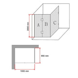 NNEDSZ 1000 x 800mm Frameless 10mm Glass Shower Screen By Della Francesca