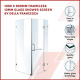NNEDSZ 1000 x 900mm Frameless 10mm Glass Shower Screen By Della Francesca