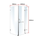 NNEDSZ 1000 x 900mm Frameless 10mm Glass Shower Screen By Della Francesca