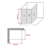 NNEDSZ 1100 x 800mm Frameless 10mm Glass Shower Screen By Della Francesca