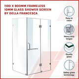 NNEDSZ 1100 x 900mm Frameless 10mm Glass Shower Screen By Della Francesca