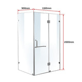 NNEDSZ 1100 x 900mm Frameless 10mm Glass Shower Screen By Della Francesca