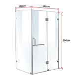 NNEDSZ 1200 x 1000mm Frameless 10mm Glass Shower Screen By Della Francesca